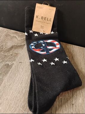 K Bell Men Patriotic/Peace Crew Socks